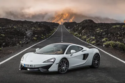 White Mclaren 570gt Supercar Positioned Nature Wallpaper 4K 4096x2731 White, Mclaren, 570gt, Supercar, Positioned, On, A, Deserted, Road, Volcanic, Rocks, Fiery, Gray, Landscape, 4k