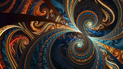 Bold Vibrant Wallpaper Abstract Wallpaper 4K 2560x1440 Vibrant, Swirling, Fractal, Patterns, In, Rich, Blues, Oranges, Golds, Create, Intricate, Abstract, Black, Ultrawide, QHD