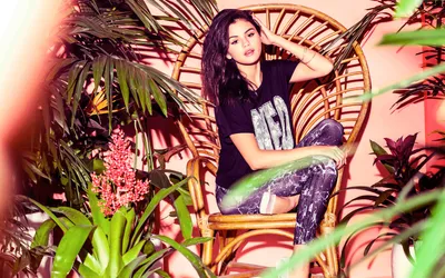 Vibrant Selena Gomez Seated Gracefully Nature Wallpaper 4K 1920x1200 A, Vibrant, Hd, Desktop, Wallpaper, Featuring, Selena, Gomez, Seated, Gracefully, Rattan, Chair, White, Ultrawide, Full HD