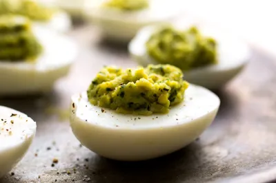 Close Food Deviled Eggs Abstract Wallpaper 4K 2048x1365 Hd, Pc, Desktop, Wallpaper, And, Background, Close-up, Food, Deviled, Eggs, Halved, Hard-boiled, White, Ultrawide, Full HD