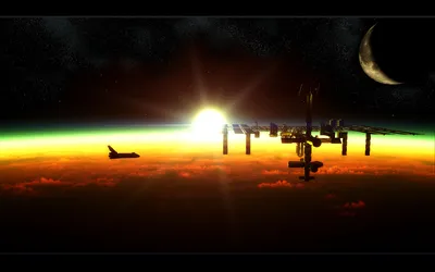 Depicting Nasa Shuttle Approaching Space Space Wallpaper 4K 1920x1200 A, Stunning, Hd, Wallpaper, Depicting, Nasa, Shuttle, Approaching, Space, Station, Sun, Rising, White, Yellow, Ultrawide, Full HD