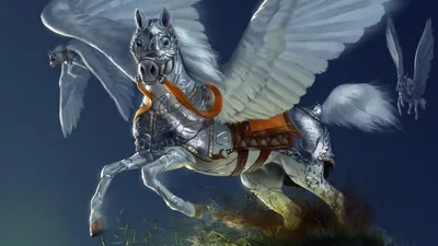 Majestic Armored Pegasus Soars Mystical Fantasy Wallpaper 4K 1920x1080 A, Majestic, Armored, Pegasus, Soars, Through, Mystical, Landscape, Wings, Spread, Wide, Embodying, Gray, Ultrawide, Full HD
