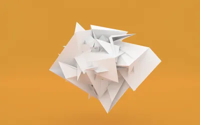 Bold Low Wallpaper Minimal Wallpaper 4K 2880x1800 3d, Low, Poly, Abstract, White, Paper, Facets, Form, Minimalist, Cgi, Structure, Against, Orange, Ultrawide, QHD