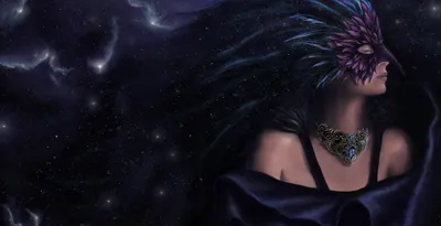 Fantasy Themed Mysterious Space Wallpaper 4K 2500x1287 Fantasy-themed, Hd, Pc, Desktop, Wallpaper, Featuring, A, Mysterious, Woman, Wearing, Elaborate, Feathered, Gray, Brown, Ultrawide, Full HD