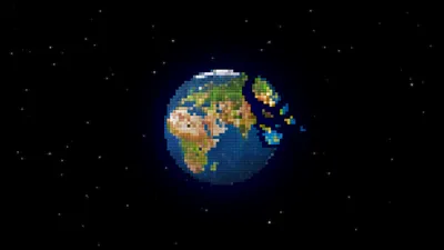 Serene Pixel Wallpaper Space Wallpaper 4K 3840x2160 Pixel, Art, Depiction, Of, Earth, In, Space, With, Starry, Serving, High-definition, Desktop, Black, Ultrawide, 4k