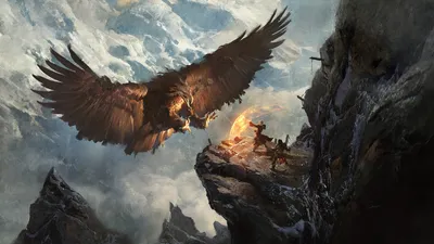Fierce Sorceress Warrior Massive Fantasy Wallpaper 4K 1920x1080 Hd, Wallpaper, Featuring, A, Fierce, Sorceress, Warrior, And, Massive, Eagle, Intense, Fantasy, Gray, Ultrawide, Full HD