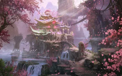 Depicting Fantasy Majestic Castle Surrounded Fantasy Wallpaper 4K 1920x1200 Hd, Desktop, Wallpaper, Depicting, A, Fantasy, Scene, With, Majestic, Castle, Surrounded, Pink, Gray, Ultrawide, Full HD