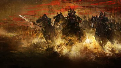 Serene Dynamic Wallpaper Animals Wallpaper 4K 1920x1080 A, Dynamic, Scene, Of, Samurai, Riding, Horses, Through, Battlefield, Surrounded, Swirling, Colors, Brown, Ultrawide, Full HD