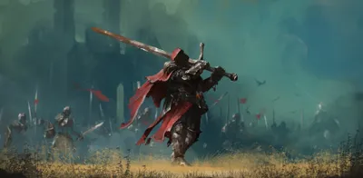 Radiant Dark Wallpaper Black/Dark Wallpaper 4K 3609x1773 Dark, Warrior, Charging, Across, A, Misty, Battlefield, Red, Cape, Billowing, Quad, Desktop, Brown, Ultrawide, QHD