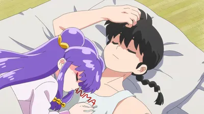 Calm Ranma Wallpaper Abstract Wallpaper 4K 3839x2159 Ranma, 1/2, Sleeping, Toghether, By, Rumiko, Takahashi, White, Purple, Ultrawide, QHD