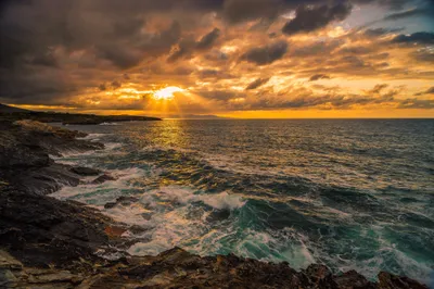 Dramatic Sunset Rocky Coastline Golden Nature Wallpaper 4K 2048x1367 Hd, Desktop, Wallpaper, Of, A, Dramatic, Sunset, Over, Rocky, Coastline, Golden, Sunlight, Brown, Gray, Orange, Landscape, Full HD
