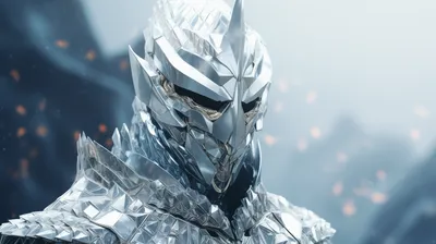 Calm Fantasy Wallpaper Fantasy Wallpaper 4K 2912x1632 A, Striking, Fantasy, Knight, In, Shimmering, Faceted, Armor, Gazes, Into, Distance, Against, White, Ultrawide, QHD