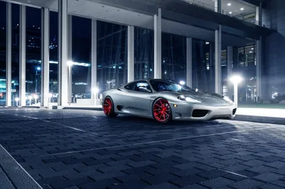 Dreamy Silver Wallpaper Cars Wallpaper 4K 2500x1667 Silver, Ferrari, 360, Modena, Supercar, With, Red, Wheels, Parked, Modern, Urban, Setting, Gray, White, Landscape, Full HD
