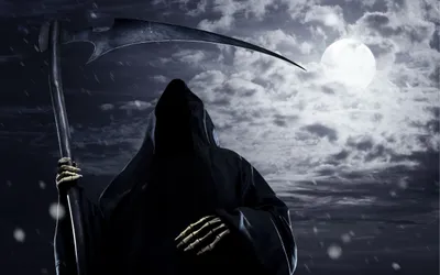 Vivid Dark Wallpaper Space Wallpaper 4K 2560x1600 A, Dark, Figure, Of, The, Grim, Reaper, Stands, Under, Full, Moon, Holding, White, Gray, Ultrawide, QHD