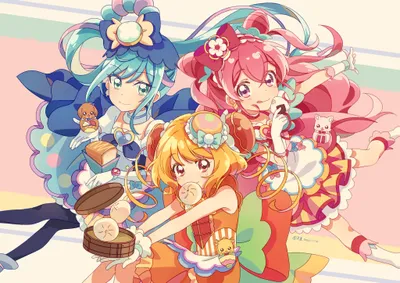Nagomi Yui Hanamichi Ran Fuwa Abstract Wallpaper 4K 2048x1448 Nagomi, Yui, Hanamichi, Ran, Fuwa, Kokone, Anime, Delicious, Party!, Precure!, Desktop, White, Landscape, Full HD