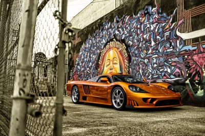 Vivid Orange Wallpaper Abstract Wallpaper 4K 4000x2667 Orange, Saleen, S7, Supercar, Parked, In, Front, Of, Colorful, Urban, Mural, Captured, White, Gray, Landscape, 4k