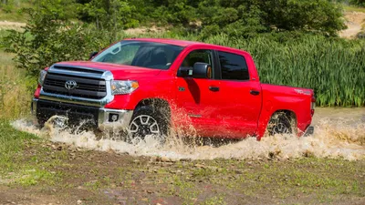 Calm Red Wallpaper Nature Wallpaper 4K 1920x1080 Red, Toyota, Tundra, Truck, Driving, Through, A, Shallow, Muddy, Water, Crossing, Green, Gray, Ultrawide, Full HD