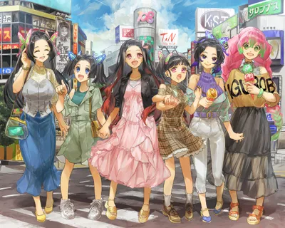 Dark Colorful Wallpaper World Wallpaper 4K 2268x1814 Hd, Pc, Desktop, Wallpaper, Featuring, Colorful, Anime, Characters, Demon, Slayer, Kimetsu, Yaiba, Pink, White, Square, Full HD