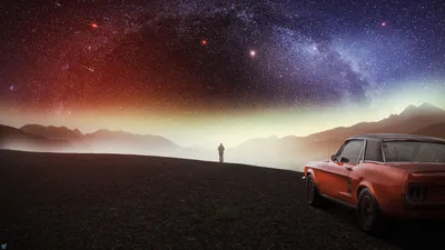 Red Car Dark Wallpaper 4K, Space category