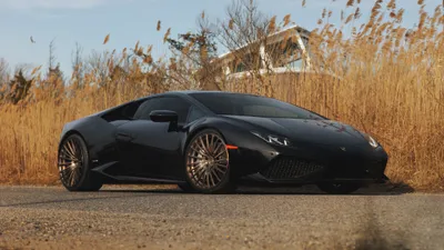 Black Hurac Supercar Cars Wallpaper 4K 3840x2160 Black, Lamborghini, Huracán, Supercar, Parked, On, A, Road, Hurac, Amid, Tall, Grasses, Gray, Ultrawide, 4k