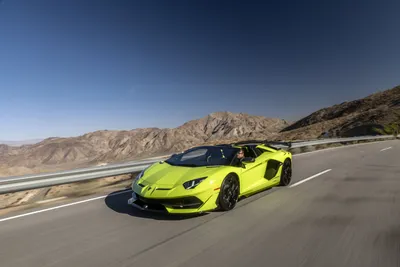 Yellow Svj Supercar Along Cars Wallpaper 4K 6720x4480 Yellow, Lamborghini, Aventador, Svj, Supercar, Driving, Along, A, Desert, Mountain, Road, Ultra, Gray, Landscape, 4k