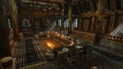 Moody Cozy Wallpaper Games Wallpaper 4K 2048x1152 A, Hd, Desktop, Wallpaper, Featuring, Cozy, Tavern, Scene, Elder, Scrolls, Skyrim, Capturing, Brown, Black, Ultrawide, Full HD