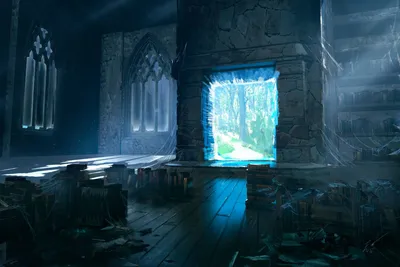 Moody Mystical Wallpaper Fantasy Wallpaper 4K 1920x1280 A, Mystical, Library, Scene, Featuring, Glowing, Portal, Surrounded, Ancient, Books, Stone, Architecture, White, Gray, Brown, Landscape, Full HD