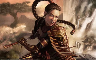 Fierce Warrior Fantasy World Nature Wallpaper 4K 1920x1200 A, Fierce, Warrior, From, The, Fantasy, World, Of, Legend, Five, Rings, Wields, Brown, White, Ultrawide, Full HD