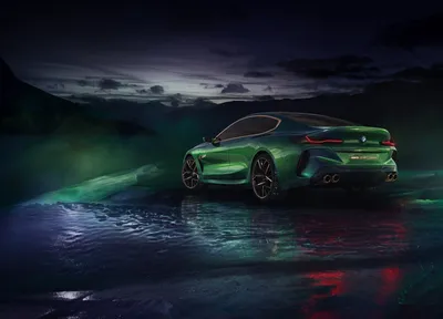 Green Gran Coupe Cars Wallpaper 4K 7087x5102 Green, Bmw, M8, Gran, Coupe, Grand, Tourer, Parked, Wet, Road, Night, Under, Gray, Landscape, 4k