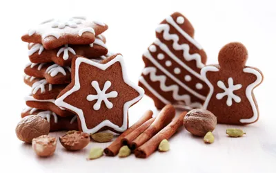 Holiday Gingerbread Cookies Space Wallpaper 4K 2560x1600 Hd, Desktop, Wallpaper, Featuring, Holiday, Gingerbread, Cookies, Shaped, Like, Stars, Trees, Angels, White, Ultrawide, QHD