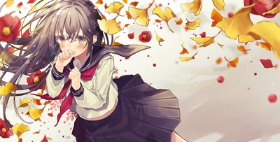 Golden Anime Wallpaper Nature Wallpaper 4K 2131x1080 Hd, Anime, Original, Artwork, Features, A, Girl, In, School, Uniform, Surrounded, Falling, White, Brown, Ultrawide, Full HD