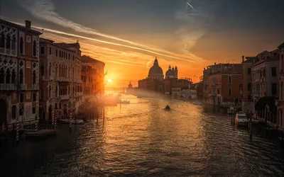 Venice Sunrise Canal World Wallpaper 4K 1920x1200 Hd, Desktop, Wallpaper, Of, Venice, At, Sunrise, Featuring, Canal, Bordered, Historic, Buildings, Orange, Brown, Purple, Ultrawide, Full HD