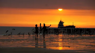 Photography Sunset Beach Nature Wallpaper 4K 3840x2160 4k, Ultra, Hd, Pc, Desktop, Wallpaper, Photography, Sunset, Beach, Scene, Silhouetted, Purple, Orange, Ultrawide