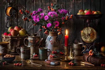 Vibrant Still Wallpaper Black/Dark Wallpaper 4K 5184x3456 A, 4k, Ultra, Hd, Still, Life, Photography, Featuring, Vibrant, Purple, Flowers, Ripe, Brown, Gray, Landscape