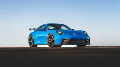 Blue Gt3 Sports Cars Wallpaper 4K 2560x1440 Blue, Porsche, 911, Gt3, Sports, Car, On, An, Open, Road, Against, Clear, White, Ultrawide, QHD