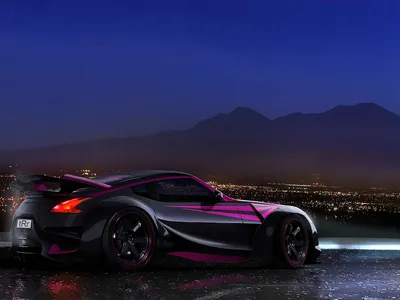 Black Sports Car Magenta Cars Wallpaper 4K 1600x1200 Hd, Pc, Desktop, Wallpaper, Background, Black, Sports, Car, Magenta, Accents, Wet, Pavement, Brown, Landscape