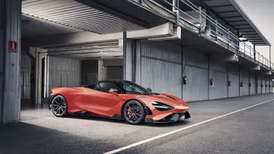 Dreamy Orange Wallpaper Cars Wallpaper 4K 3840x2160 Orange, Mclaren, 765lt, Supercar, Parked, In, A, Modern, Concrete, Pit, Lane, Garage, Gray, Ultrawide, 4k