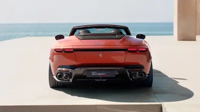 Radiant Red Wallpaper Cars Wallpaper 4K 3840x2160 Rear, View, Of, A, Red, Ferrari, Amalfi, Spider, Convertible, Sea, Ultra, Desktop, White, Ultrawide, 4k