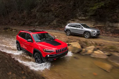 Vivid Two Wallpaper Cars Wallpaper 4K 3000x2000 Two, Jeep, Cherokee, Suvs, A, Silver, Car, Red, Splashing, Through, Rocky, Brown, Landscape, QHD