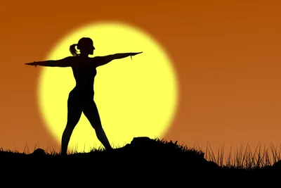 Silhouette Woman Yoga Warrior Pose Nature Wallpaper 4K 3000x2000 Hd, Pc, Desktop, Wallpaper, Silhouette, Of, A, Woman, Yoga, Warrior, Pose, Sunset, Pink, Yellow, Brown, Landscape, QHD