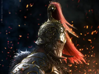 Fantasy Warrior Stands Dramatic Fantasy Wallpaper 4K 1440x1080 A, Striking, Fantasy, Warrior, Stands, In, Dramatic, Lighting, Wearing, Ornate, Armor, Detailed, Brown, Pink, Orange, Landscape