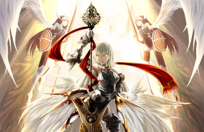 Powerful Woman Warrior Stands Fantasy Wallpaper 4K 2866x1853 A, Powerful, Woman, Warrior, Stands, Tall, Wielding, Staff, Surrounded, Ethereal, Wings, Fantasy, White, Ultrawide, QHD