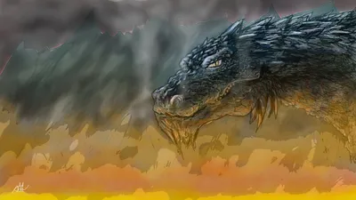 Crisp Fantasy Wallpaper Fantasy Wallpaper 4K 1920x1080 A, Striking, Fantasy, Dragon, Emerges, From, Smoky, Fierce, Gaze, Captivating, Against, Fiery, Orange, Ultrawide, Full HD