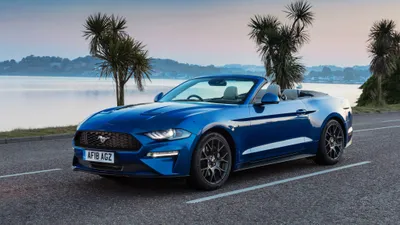 Blue Mustang Cabriolet Calm Cars Wallpaper 4K 4096x2304 Blue, Ford, Mustang, Cabriolet, Parked, By, A, Calm, Waterfront, Sunrise, Ultra, Desktop, Gray, White, Ultrawide, 4k