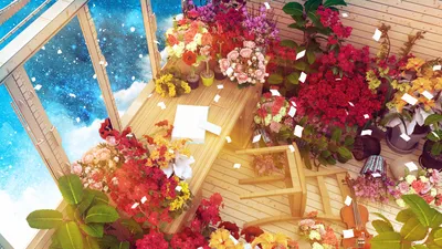 Flower Anime Nature Nature Wallpaper 4K 1920x1080 Flower, Anime, Hd, Desktop, Wallpaper, Background, Image, White, Purple, Orange, Ultrawide, Full HD