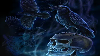 Vivid Dark Wallpaper Black/Dark Wallpaper 4K 1920x1080 A, Dark, Hd, Wallpaper:, Featuring, Skull, Crowned, Raven, Surrounded, Swirling, Mist, Flying, Brown, Ultrawide, Full HD