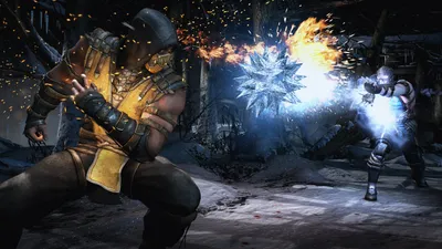 Sub Zero Scorpion Nature Wallpaper 4K 3520x1980 Sub-zero, And, Scorpion, From, Mortal, Kombat, X, Battle, Snowy, Dark, Forest, Launching, White, Ultrawide, QHD