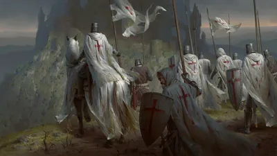 Vibrant Definition Wallpaper Fantasy Wallpaper 4K 1920x1080 A, High-definition, Wallpaper, Depicting, Group, Of, Templar, Knights, White, Cloaks, Red, Crosses, Gray, Ultrawide, Full HD