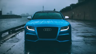 Serene Blue Wallpaper Cars Wallpaper 4K 1920x1080 Hd, Desktop, Wallpaper, Featuring, A, Blue, Audi, Rs5, Parked, Wet, Street, Showcasing, Gray, Ultrawide, Full HD