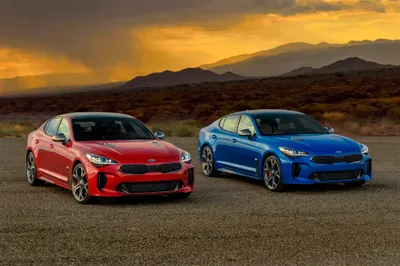 Radiant Two Wallpaper Cars Wallpaper 4K 4096x2731 4k, Ultra, Hd, Pc, Desktop, Wallpaper, Showing, Two, Kia, Stinger, Sports, Sedans, Purple, Orange, Landscape